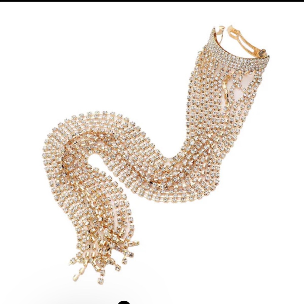 New Rhinestone & Gold Hair Chain Ponytail Accessory - Picture 2 of 8